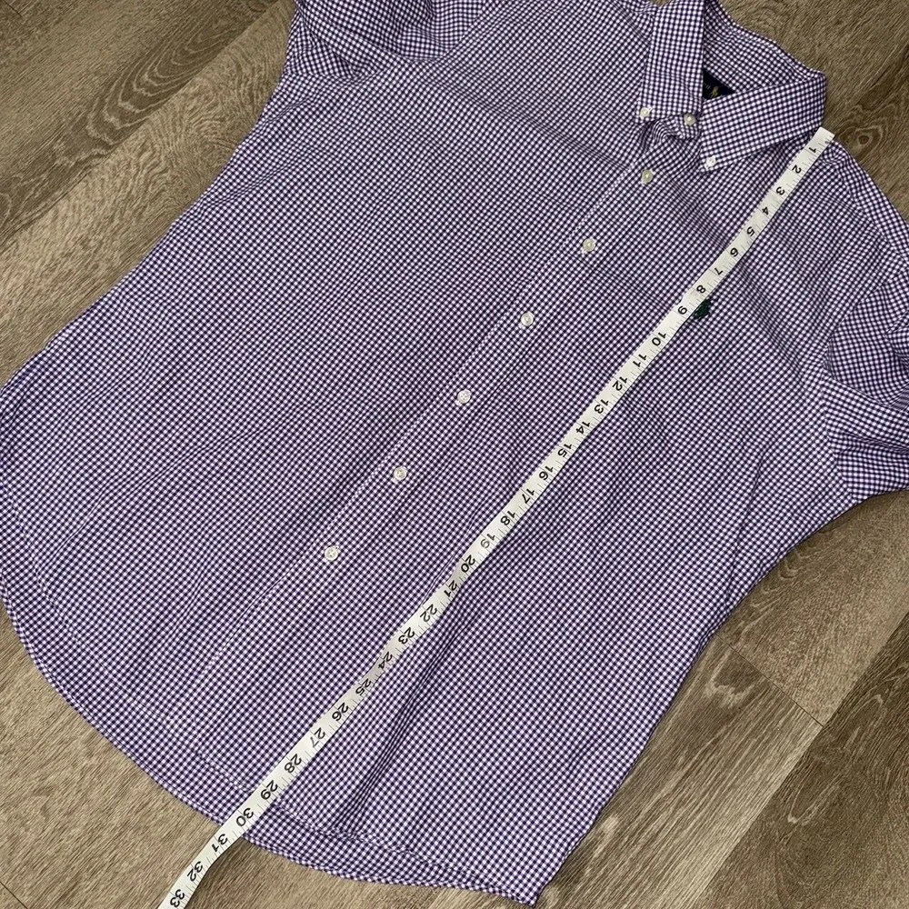 Polo Ralph Lauren Long Sleeve Button Down Oxford Men's Large Purple White Check